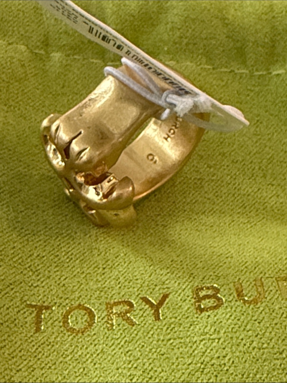 Tory Burch Gold Cutout Logo Ring - Picture 4 of 5